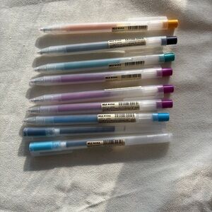 Muji Colorful Gel Pens Set (brand new, 9 total)